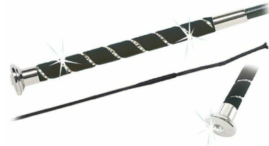 Fleck Nubuck Dressage Whip with Glass Crystal