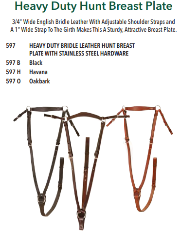 Flat Hunt Breast Plate with brass hardware