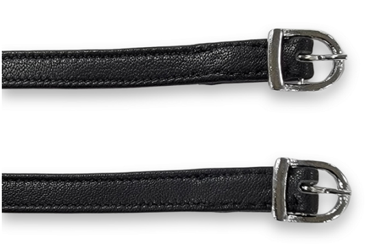 Valencia Plain Black Leather Spur Straps