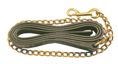 Leather Lead with Brass Plated Chain